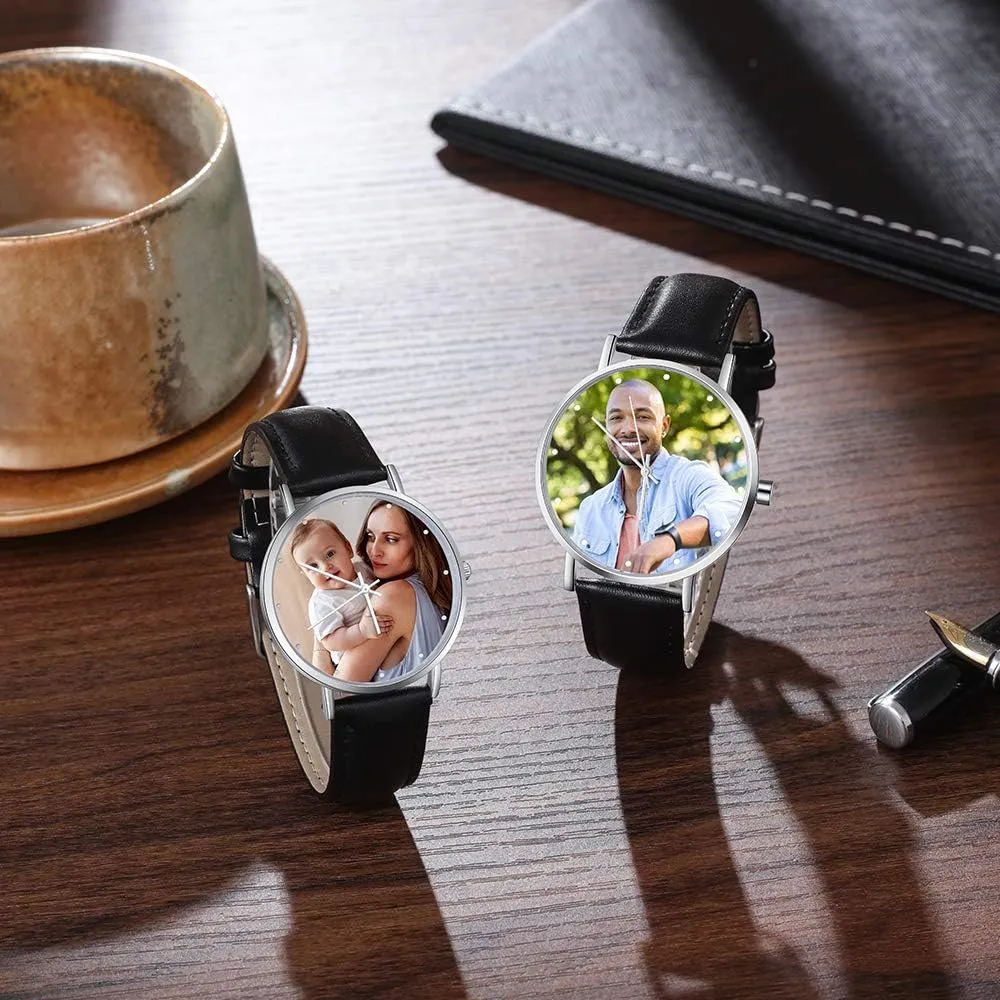 Couple Watch Customized Father's incubator invoke atheist curly homeotherm Mother's Groom Gift OPALSTOCK Personalized Watch Engraved Words Photo Wrist Watches Leather Strap Handmade 