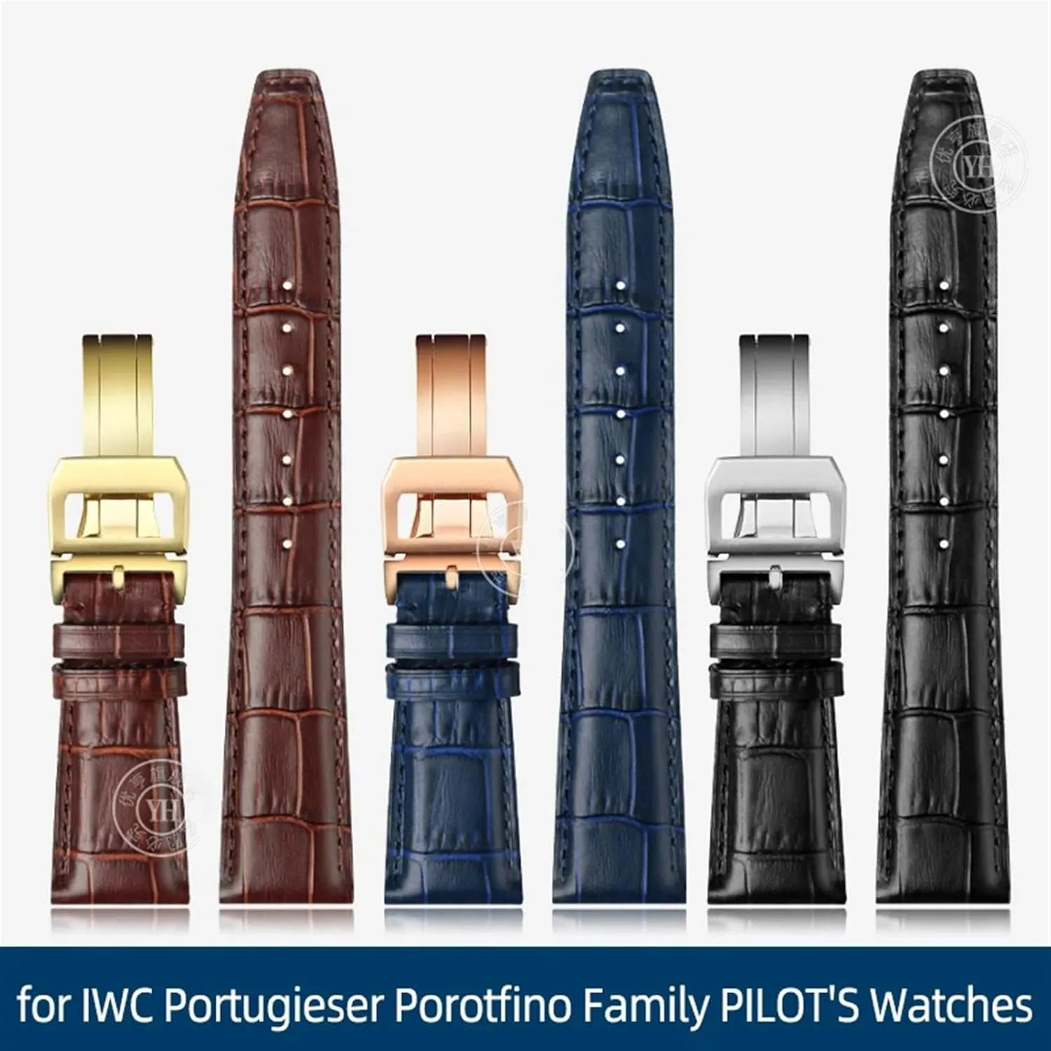 Cowhide purchase durable regulatory Leather Watch Band Replacement for IWC Portugieser Porotfino Family PILOT'S Watches Strap Folding Buckle 20mm 21mm 22mm 