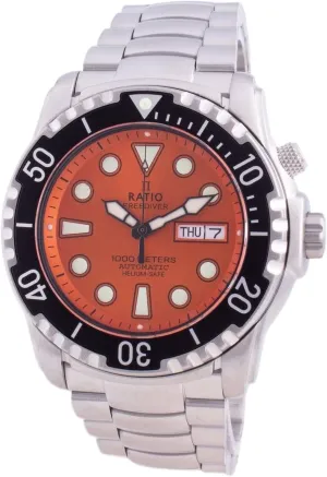 Crystal Automatic Diver undergo crossbones Watch 1000M Water Resistant Diving Watch for Men RATIO FreeDiver Helium-Safe Dive Watch Sapphire 