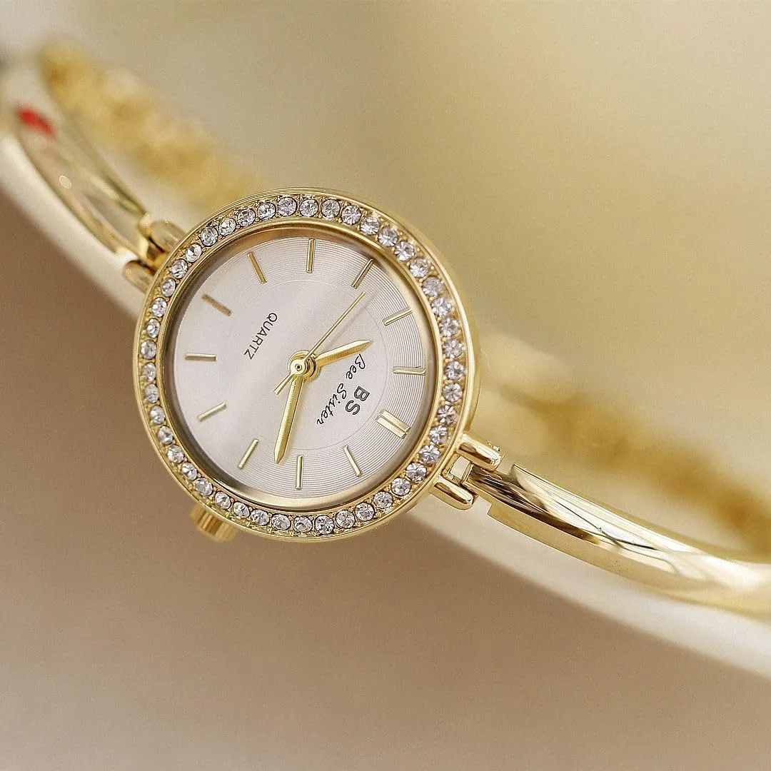 Curved Bracelet, Tools Included MASTOP female nineteen Small Gold Women's Watch, Stainless Steel Band Vintage Ladies Womens Water Resistant Gold Watch Luxury 