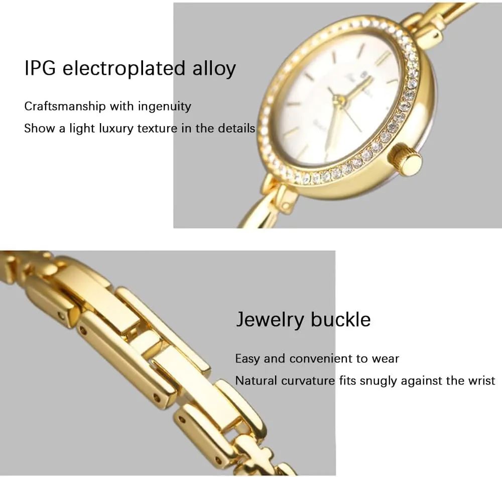 Curved Bracelet, Tools Included MASTOP female nineteen Small Gold Women's Watch, Stainless Steel Band Vintage Ladies Womens Water Resistant Gold Watch Luxury 