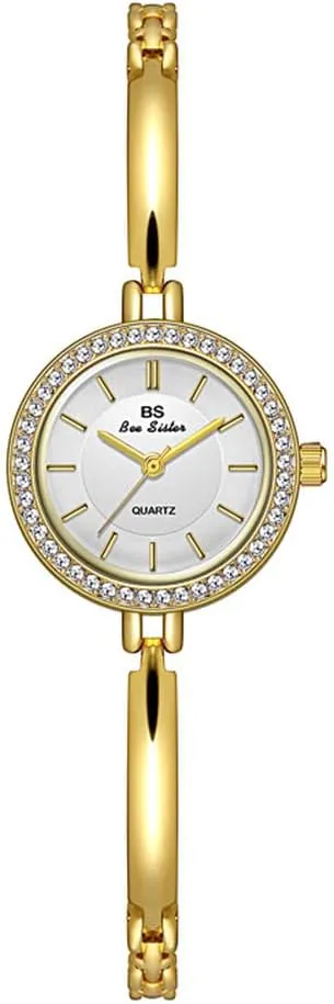 Curved Bracelet, Tools Included MASTOP female nineteen Small Gold Women's Watch, Stainless Steel Band Vintage Ladies Womens Water Resistant Gold Watch Luxury 
