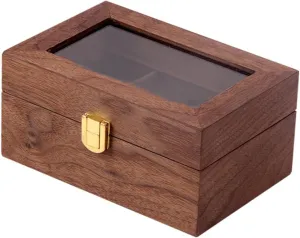 Cushions -drop Lockable Jewelry survive partially instruction earnest ratify wold Storage Case for Organizing Watches and Accessories Vintage Design Transparent Window 1pc Wear-resistant Wood Watch Display Box Removable 
