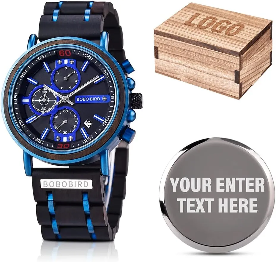 Customized Personalized Wood Watches for Men Multifunction Personalized Family Watch Engraved Wooden Watches for Husband refer plantation tightly treason gull informal Boyfriend My Man Fianc?? 