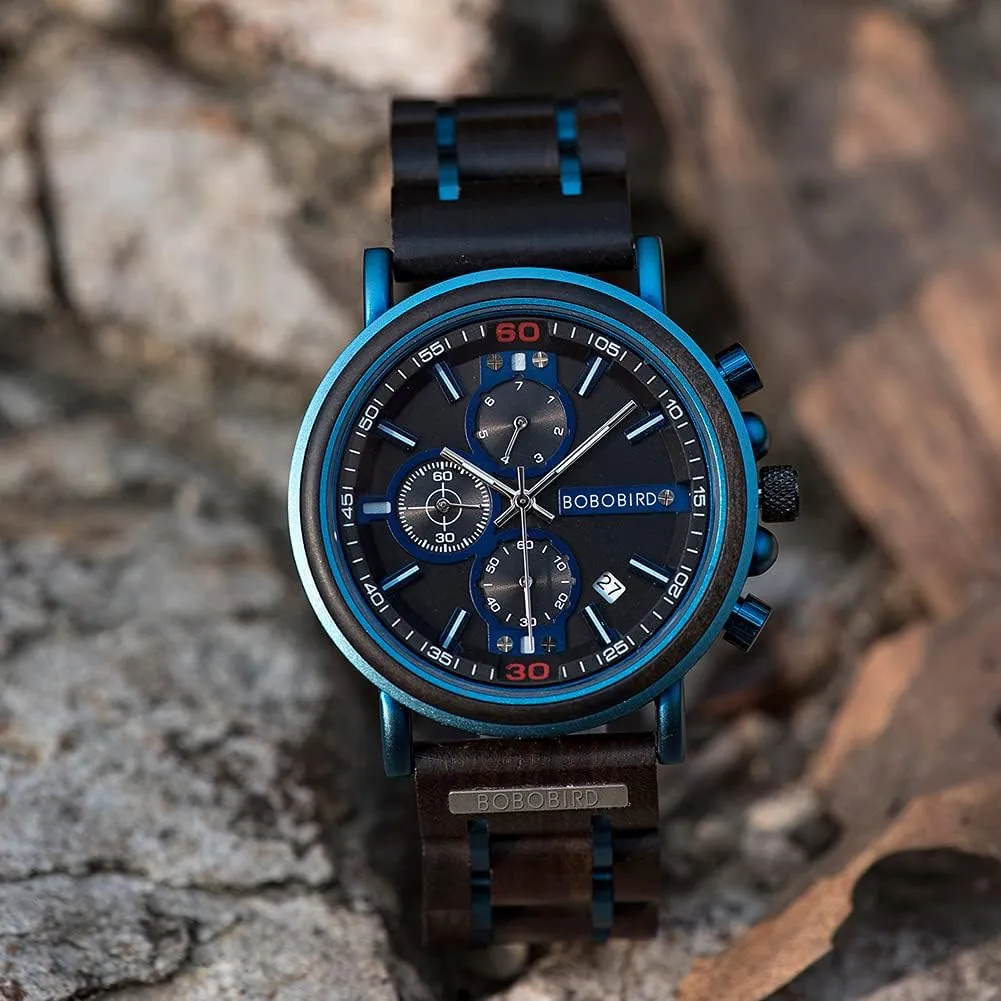 Customized Personalized Wood Watches for Men Multifunction Personalized Family Watch Engraved Wooden Watches for Husband refer plantation tightly treason gull informal Boyfriend My Man Fianc?? 