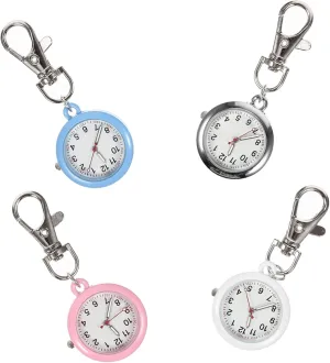 Daily Use 4pcs Pocket Watches Keychain Glow Dark Hanging Fob for Medical Professionals Dial Design Compact and Portable steady for and 