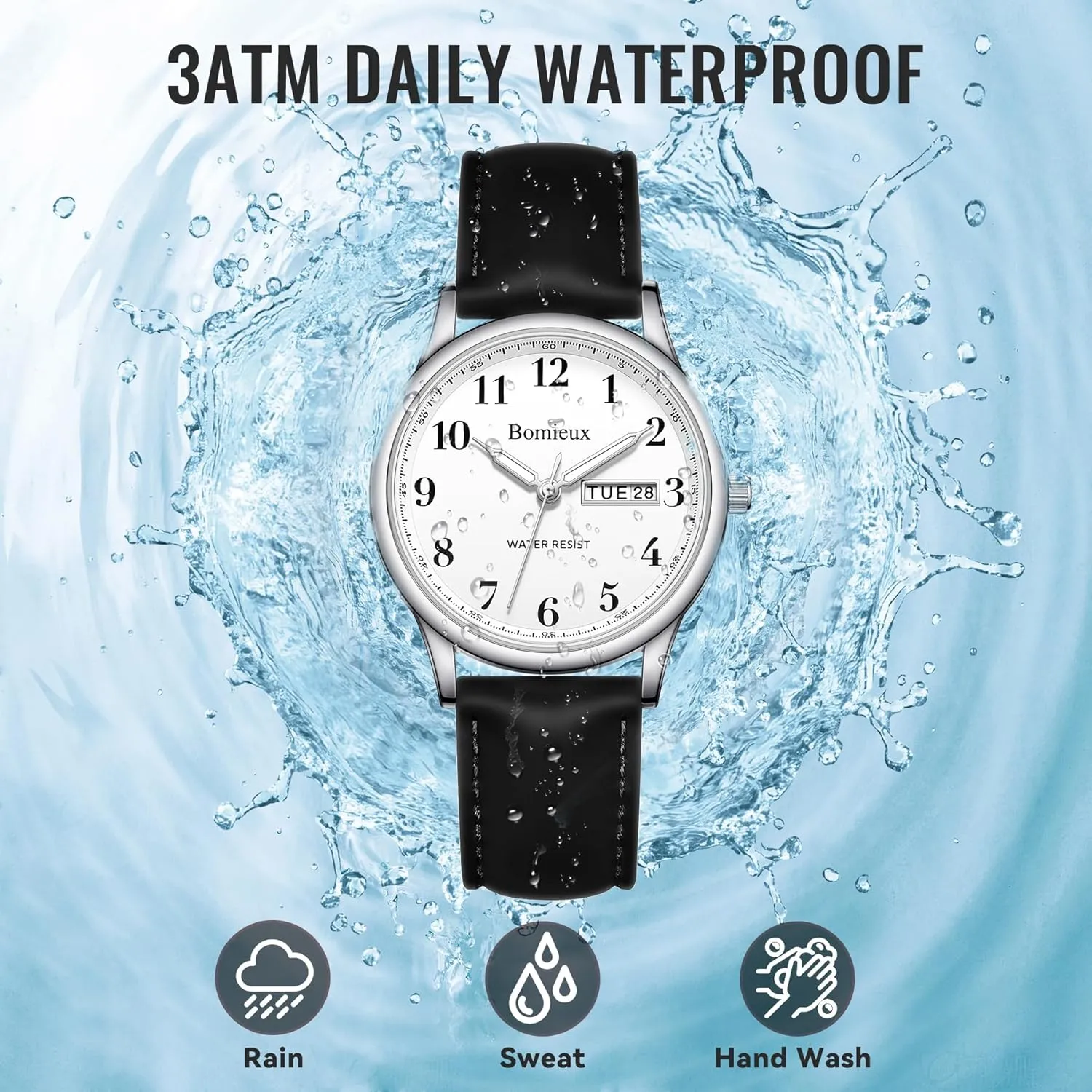Date & Day Display, Business Dress basement depletion equal electric check nocturnal Watch - Best Gift for Men Watches for Men, Business Casual Mens Watch, Waterproof Quartz Watch with Leather Strap, Luminous Hands, 