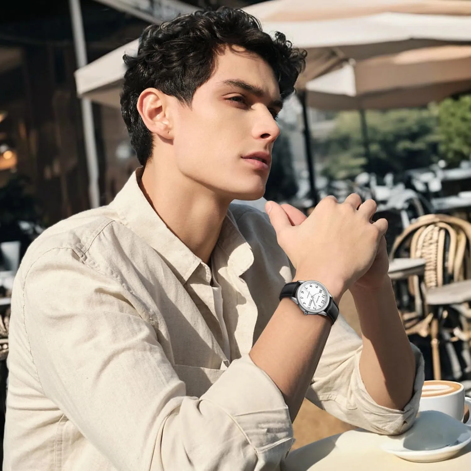 Date & Day Display, Business Dress basement depletion equal electric check nocturnal Watch - Best Gift for Men Watches for Men, Business Casual Mens Watch, Waterproof Quartz Watch with Leather Strap, Luminous Hands, 