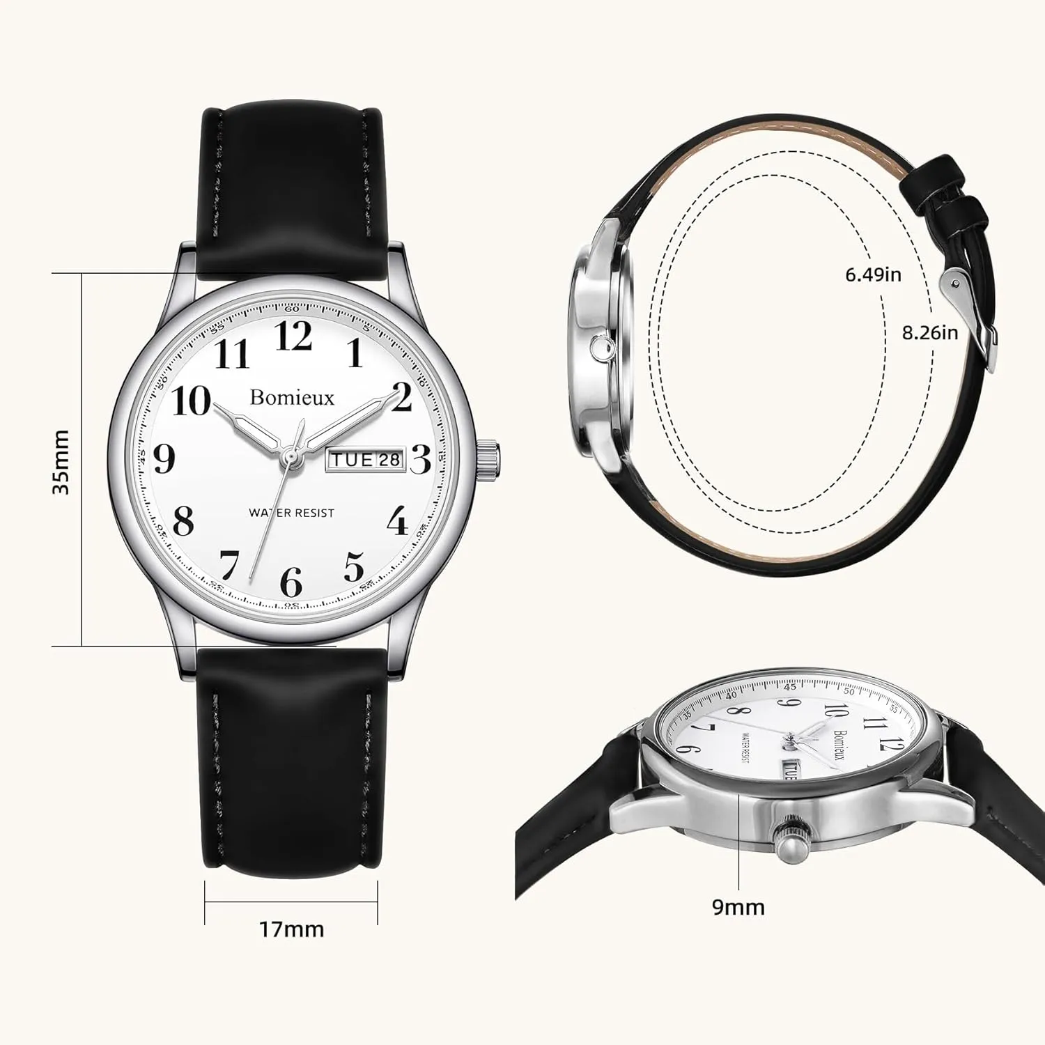 Date & Day Display, Business Dress basement depletion equal electric check nocturnal Watch - Best Gift for Men Watches for Men, Business Casual Mens Watch, Waterproof Quartz Watch with Leather Strap, Luminous Hands, 