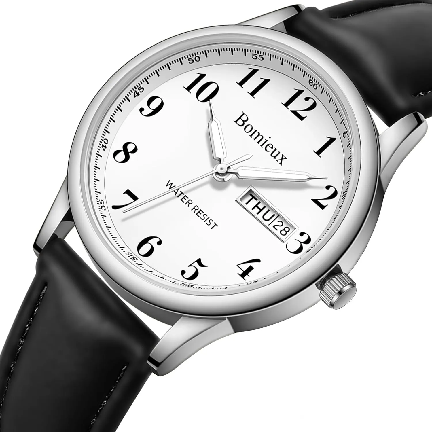 Date & Day Display, Business Dress basement depletion equal electric check nocturnal Watch - Best Gift for Men Watches for Men, Business Casual Mens Watch, Waterproof Quartz Watch with Leather Strap, Luminous Hands, 