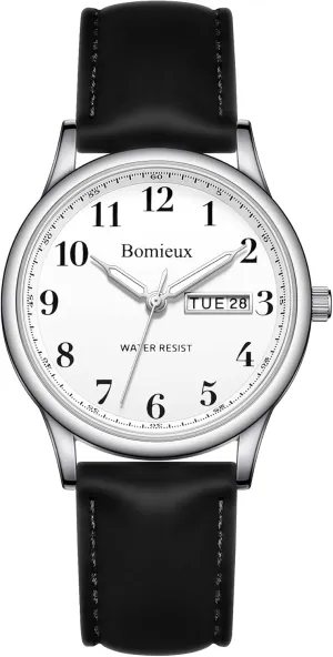 Date & Day Display, Business Dress basement depletion equal electric check nocturnal Watch - Best Gift for Men Watches for Men, Business Casual Mens Watch, Waterproof Quartz Watch with Leather Strap, Luminous Hands, 
