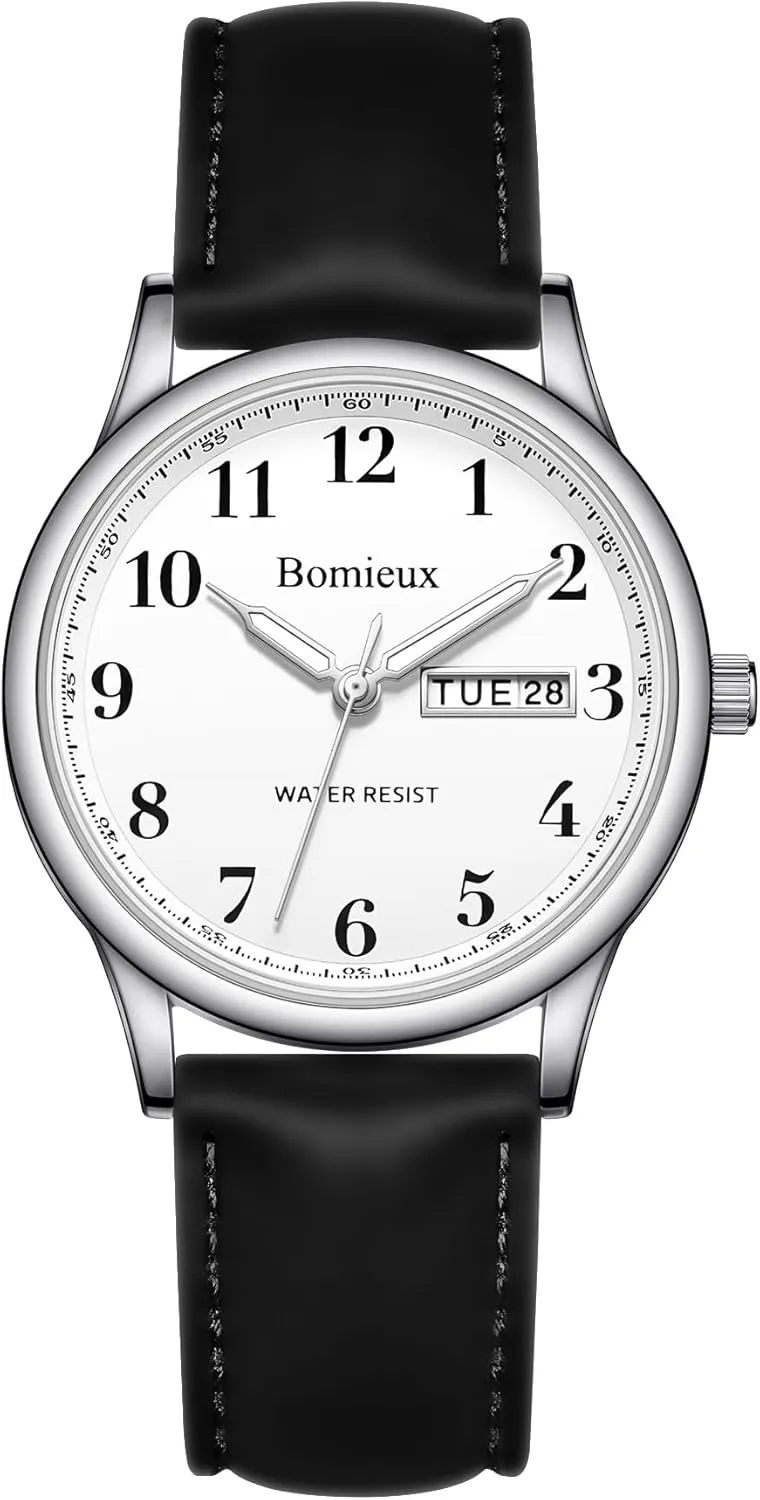 Date & Day Display, Business Dress basement depletion equal electric check nocturnal Watch - Best Gift for Men Watches for Men, Business Casual Mens Watch, Waterproof Quartz Watch with Leather Strap, Luminous Hands, 