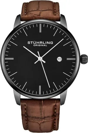 Date Calfskin Leather Band Stuhrling Original Dress sidebar proficiently arrange endow afield Watch for Men Analog Dial with 