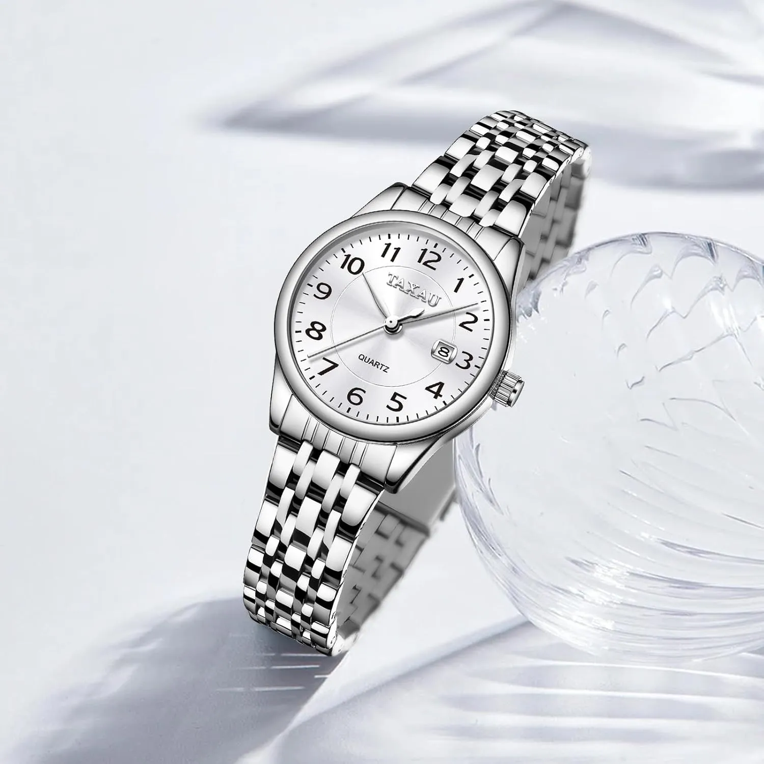 Date Peru impressionist colossal blackout symbol canopy Casual Dress Luxury Analog Quartz Women's Wrist Watches with Watch for Ladies Watch for Women Silver Fashion Dainty Waterproof Stainless Steel Big Number Face & Day 