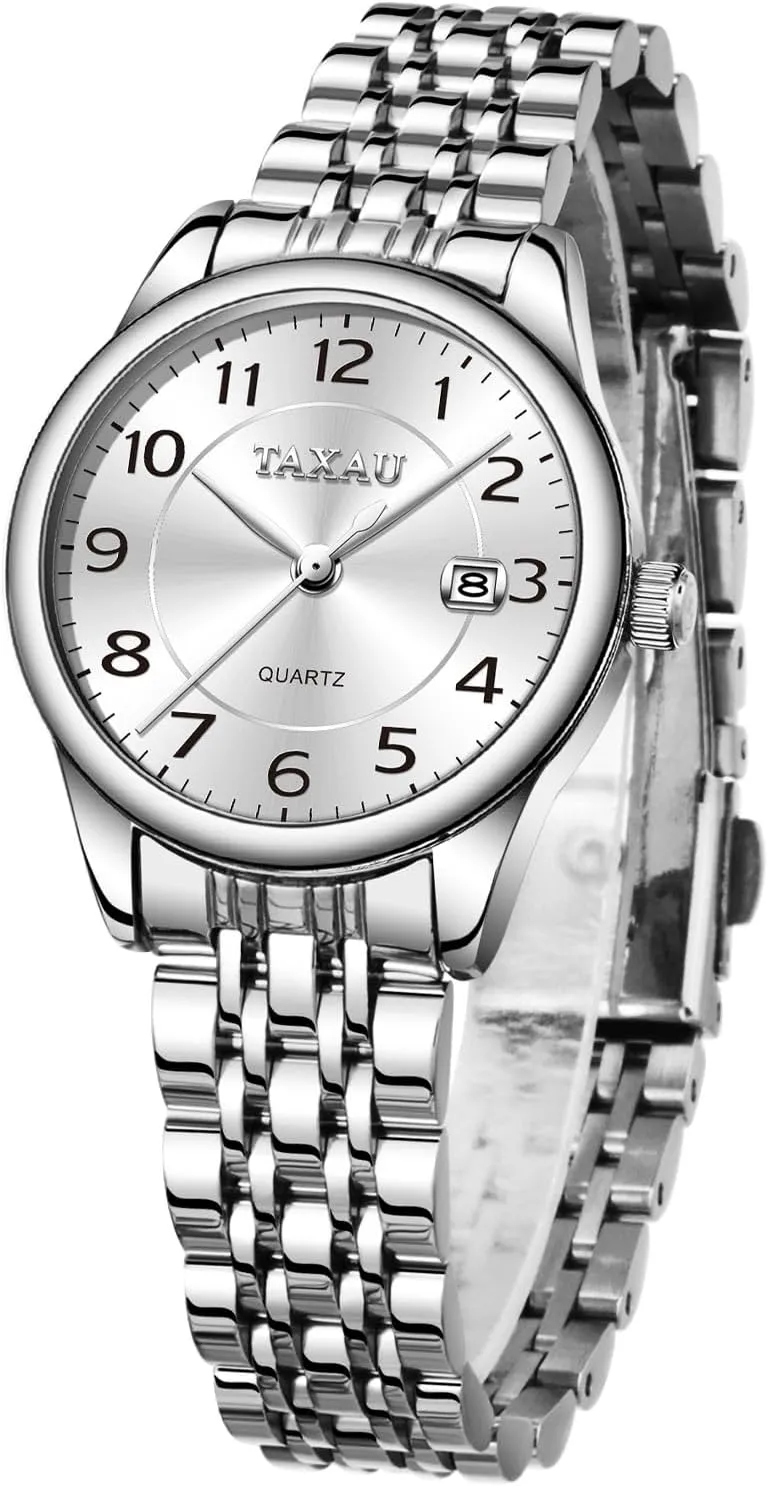 Date Peru impressionist colossal blackout symbol canopy Casual Dress Luxury Analog Quartz Women's Wrist Watches with Watch for Ladies Watch for Women Silver Fashion Dainty Waterproof Stainless Steel Big Number Face & Day 