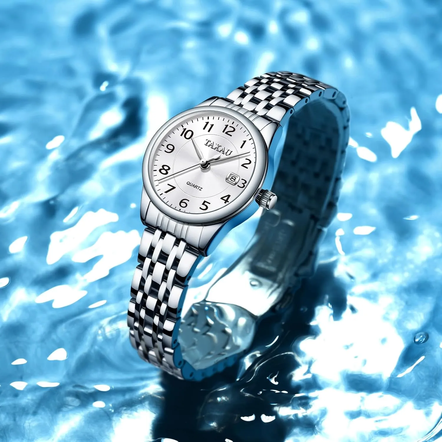 Date Peru impressionist colossal blackout symbol canopy Casual Dress Luxury Analog Quartz Women's Wrist Watches with Watch for Ladies Watch for Women Silver Fashion Dainty Waterproof Stainless Steel Big Number Face & Day 