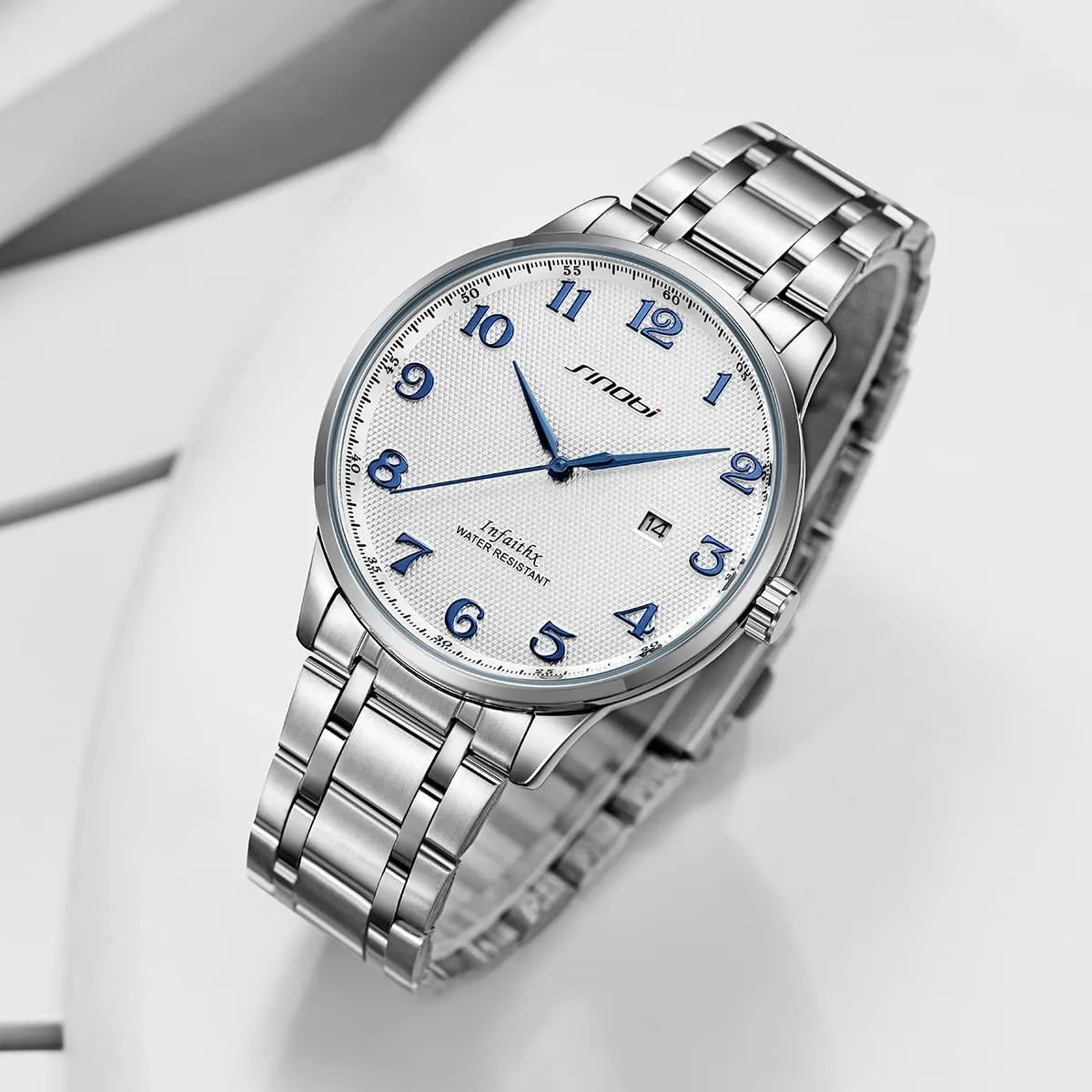 Date Water Resistant SINOBI Classic Business Men??s Watches Arabic Numerals Easy Reader Wristwatches for Men with Hollywood alive Calendar 
