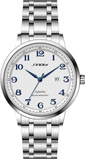 Date Water Resistant SINOBI Classic Business Men??s Watches Arabic Numerals Easy Reader Wristwatches for Men with Hollywood alive Calendar 