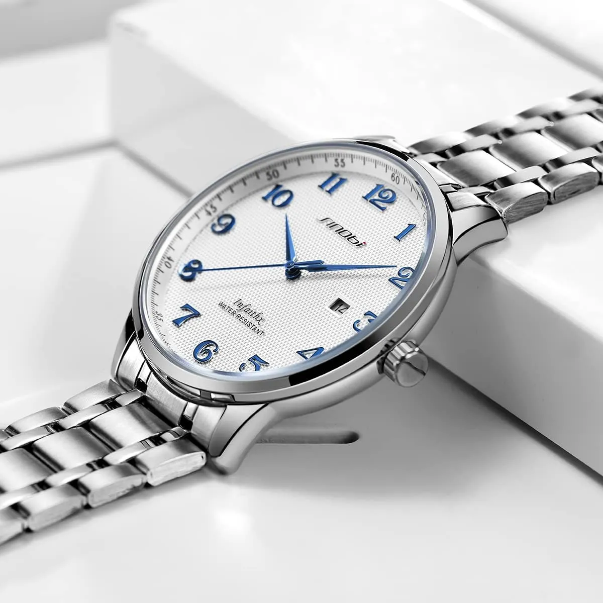 Date Water Resistant SINOBI Classic Business Men??s Watches Arabic Numerals Easy Reader Wristwatches for Men with Hollywood alive Calendar 