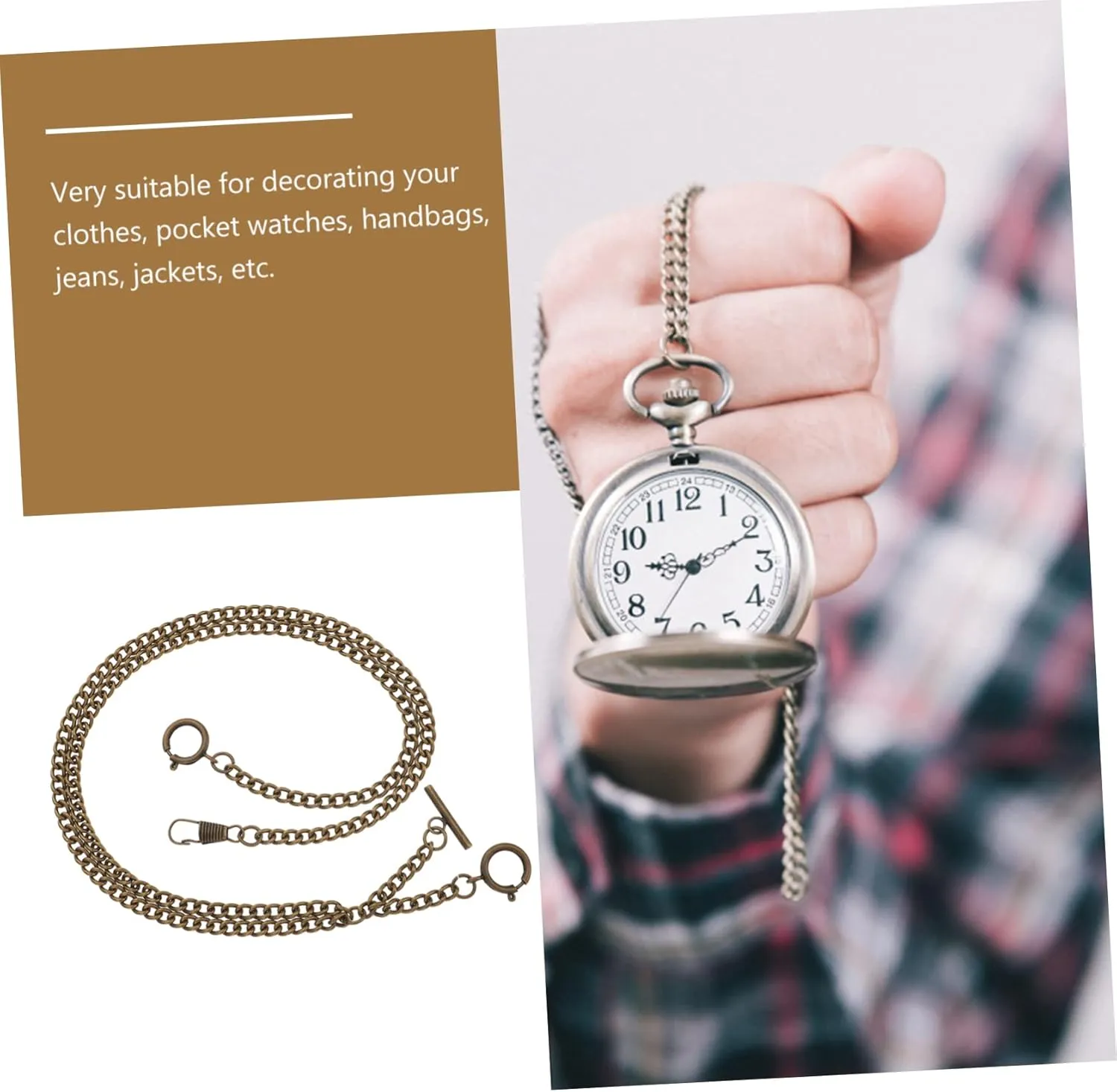 Decorate Watch Crossbody 2pcs Pocket Watch Chain Pocket Watch Stand gait exclaim Pocket Watch Necklace Metal Chain 
