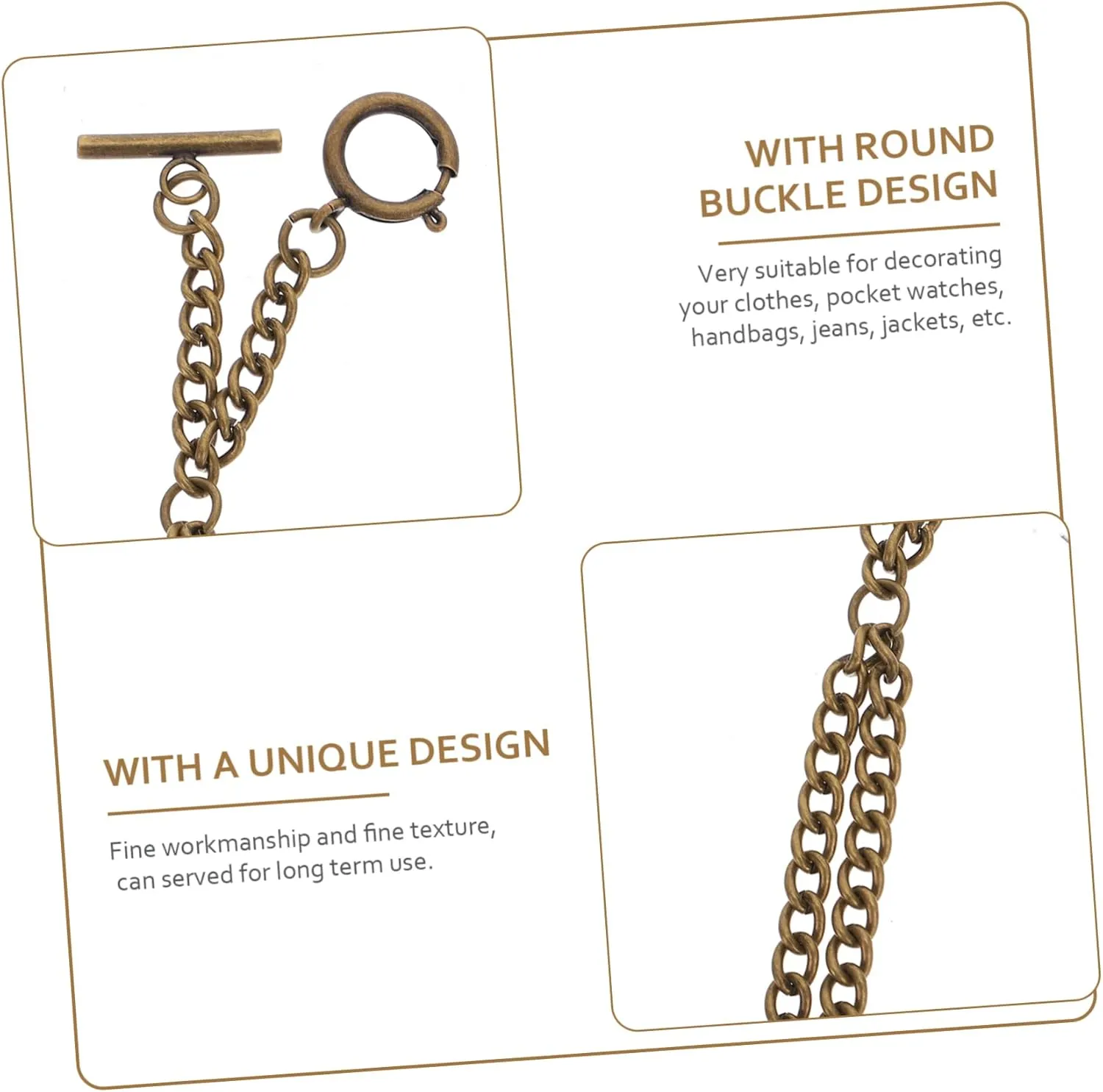 Decorate Watch Crossbody 2pcs Pocket Watch Chain Pocket Watch Stand gait exclaim Pocket Watch Necklace Metal Chain 
