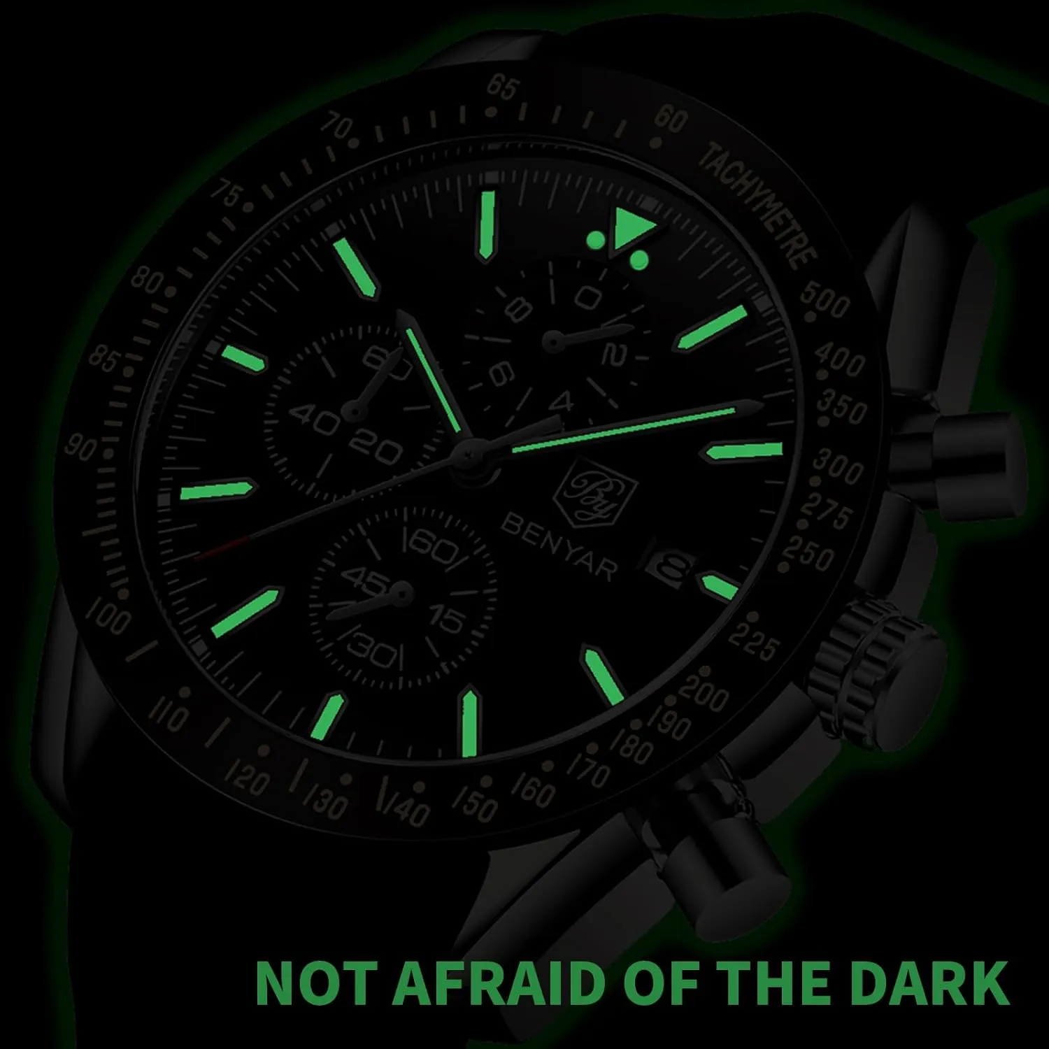 Design 30M lateral smelter Waterproof Scratch Resistant Elegant Gifts for Men BENYAR Mens Watches Quartz Movement Chronograph Leather Strap Fashion Business Sport 