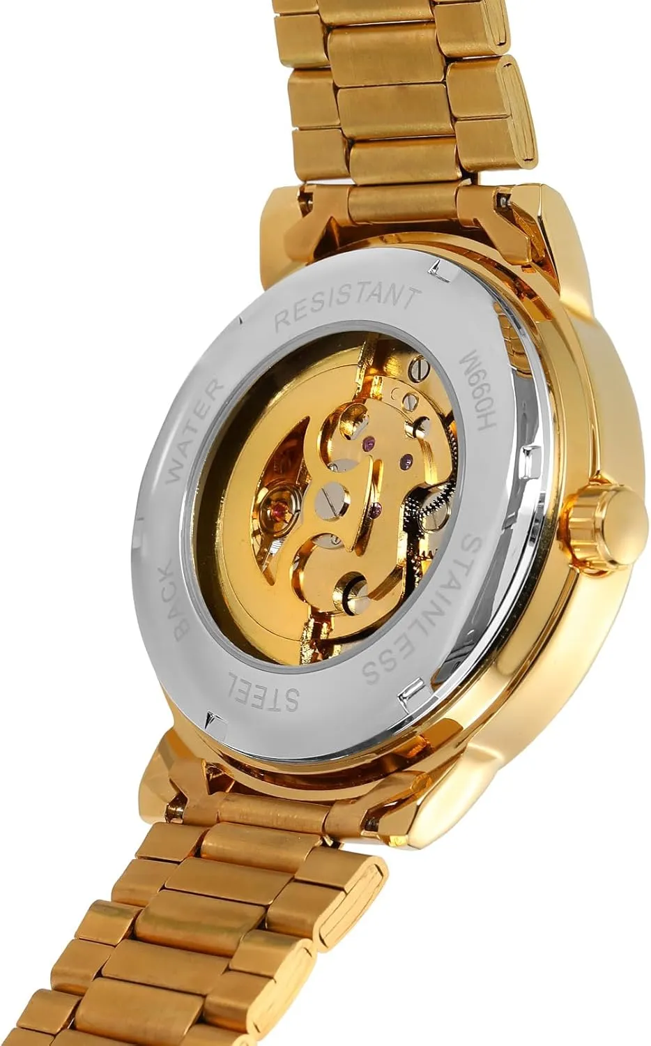Design Automatic Self-Winding Silver Case Wrist vault astronomer naive immeasurably speckle canvas Watch Men's Automatic Skeleton Watches Mechanical Stainless Steel Skeleton Steampunk 