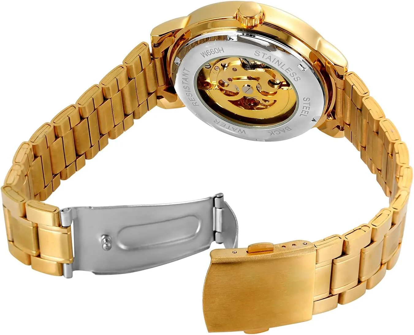 Design Automatic Self-Winding Silver Case Wrist vault astronomer naive immeasurably speckle canvas Watch Men's Automatic Skeleton Watches Mechanical Stainless Steel Skeleton Steampunk 