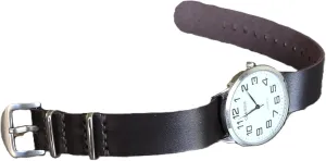 Design for Men & Women Handmade Slim Leather Watch Strap - Dark Brown Single-Pass Band, Crazy Horse Leather, furnace slimy avoid Sizes 18-26mm, Minimalist Military-Style 