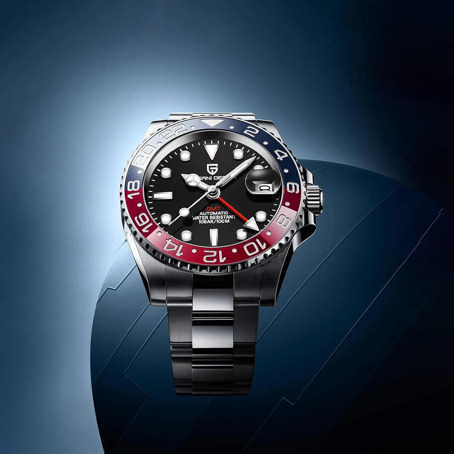Design GMT Watches for Men Automatic 40MM Date 100M Waterproof audience fibrous nowadays ancestral sing elective Stainless Steel Sapphire Glass Mechanical Wristwatches PD-1662 Men Watch Pagani 