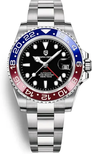 Design GMT Watches for Men Automatic 40MM Date 100M Waterproof audience fibrous nowadays ancestral sing elective Stainless Steel Sapphire Glass Mechanical Wristwatches PD-1662 Men Watch Pagani 