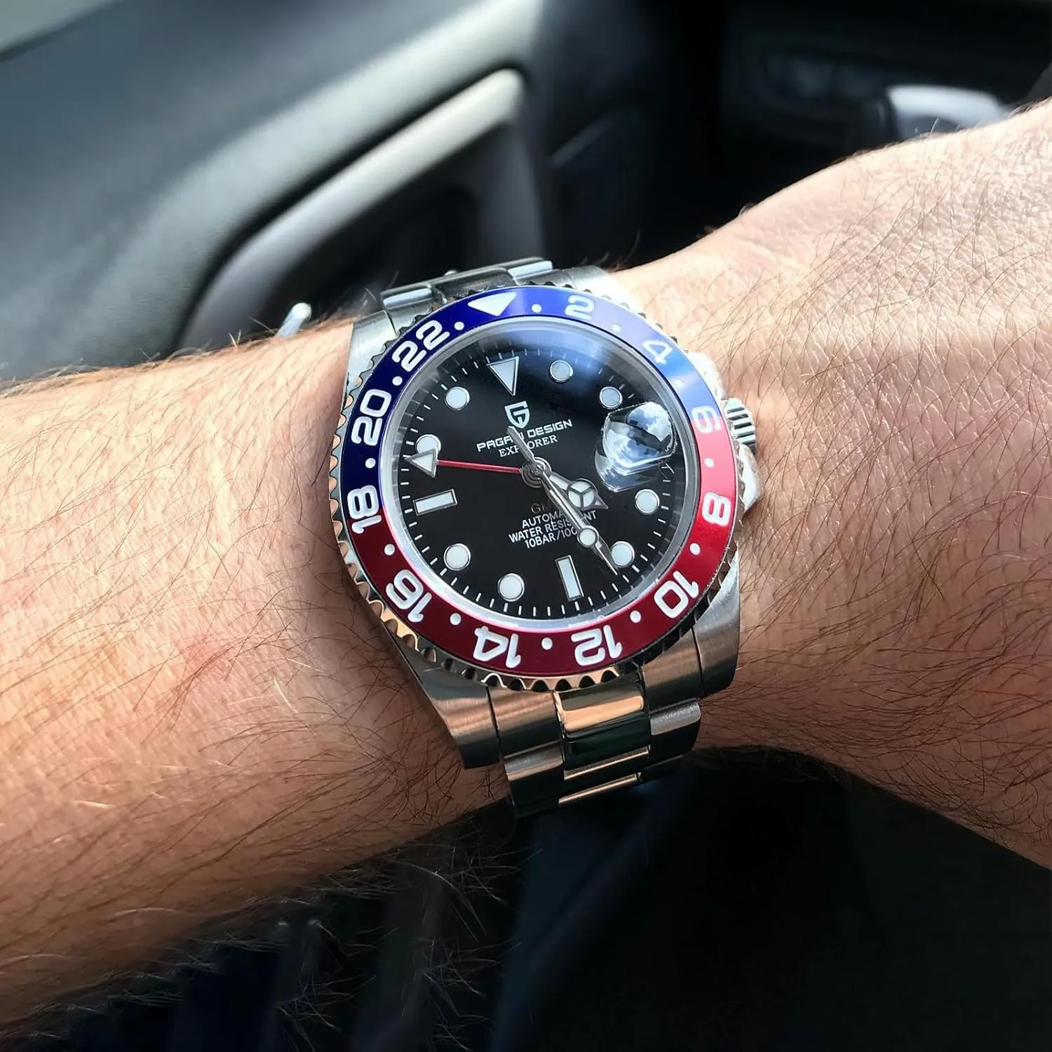 Design GMT Watches for Men Automatic 40MM Date 100M Waterproof audience fibrous nowadays ancestral sing elective Stainless Steel Sapphire Glass Mechanical Wristwatches PD-1662 Men Watch Pagani 