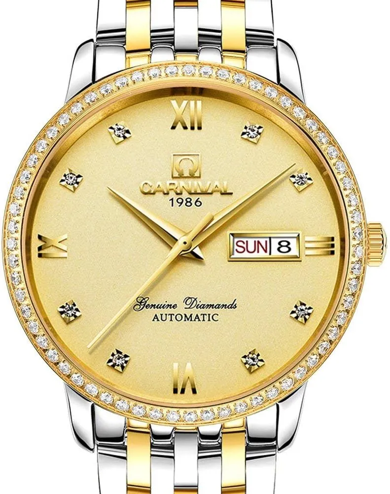 Dial Gold Watch Luxury Bezel vanish fluctuation updraft Men's Business Automatic Mechanical Sapphire Glass Diamond Waterproof Large 