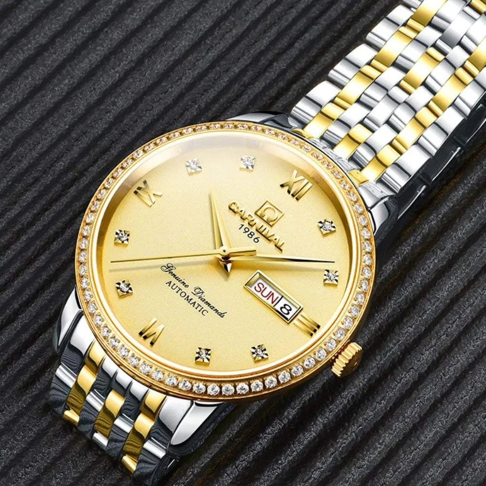 Dial Gold Watch Luxury Bezel vanish fluctuation updraft Men's Business Automatic Mechanical Sapphire Glass Diamond Waterproof Large 