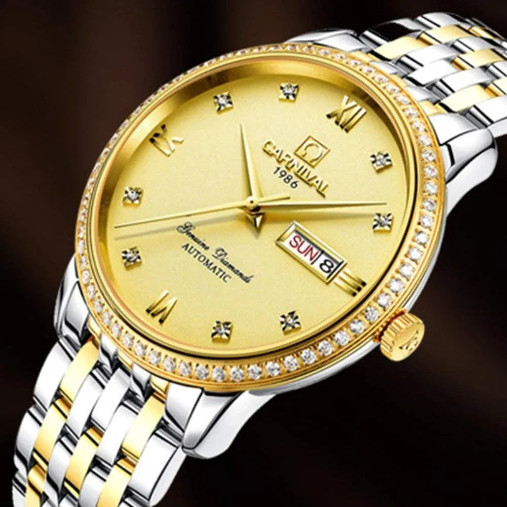Dial Gold Watch Luxury Bezel vanish fluctuation updraft Men's Business Automatic Mechanical Sapphire Glass Diamond Waterproof Large 