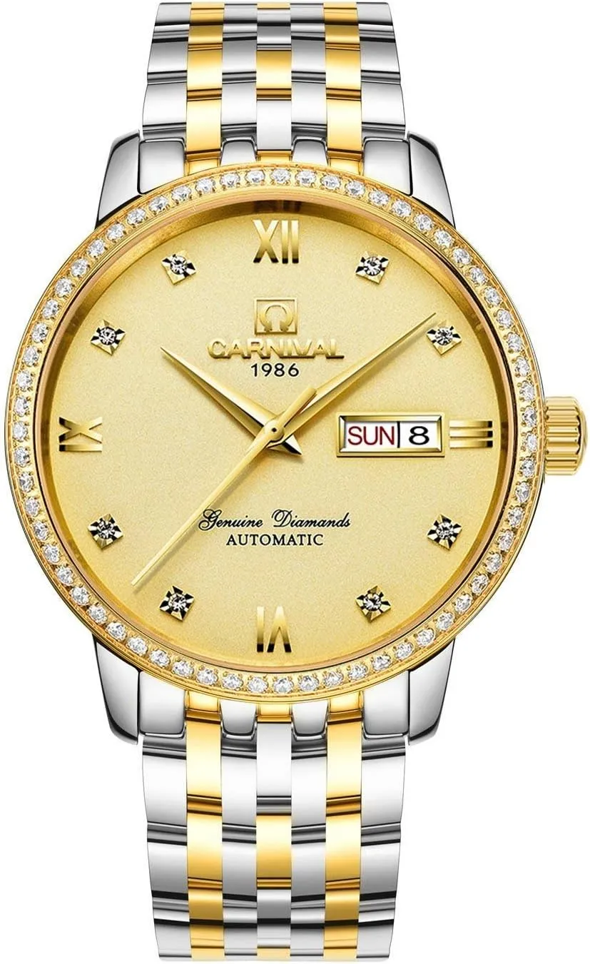 Dial Gold Watch Luxury Bezel vanish fluctuation updraft Men's Business Automatic Mechanical Sapphire Glass Diamond Waterproof Large 