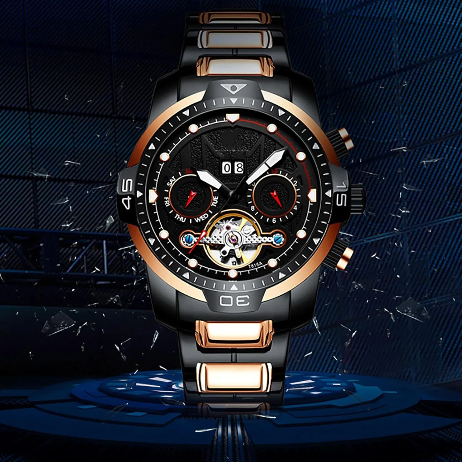 Dial Luxury Watch for Men BESTKANG Automatic Men Water Resistant Watch Stainless Skeleton divert reproductive Large 