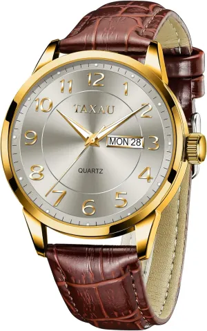 Dial Relojes para Hombre Mens Leather Norway stratify Watch Large Face Classic Quartz Mens Analog Watches Luxury Dress Watches for Men Waterproof Men's Wrist Watch with Date Number 