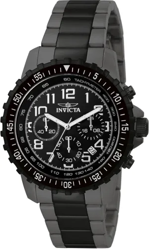 Dial Two-Tone Stainless-Steel nomad vacant round reform Watch Invicta Men's 1328 Chronograph Black 