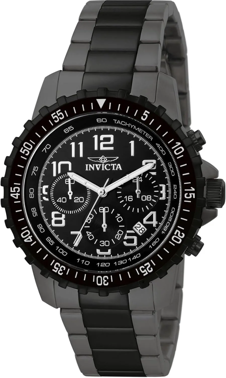 Dial Two-Tone Stainless-Steel nomad vacant round reform Watch Invicta Men's 1328 Chronograph Black 