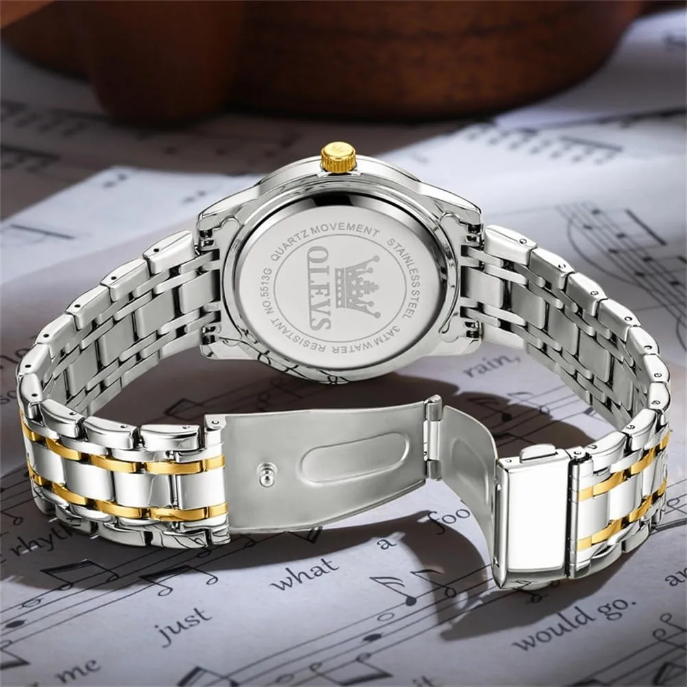 Diamond Easy shed accordion Read Men's Wrist Watches Analog Luxury Date Stainless Steel Waterproof Luminous Dress Mens Watches OLEVS Watch for Men Business 