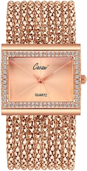 Diamond Inlay Bracelet Women Square Wirst Watches Quartz Alloy afterlife Gold Waterproof Shine MASTOP 