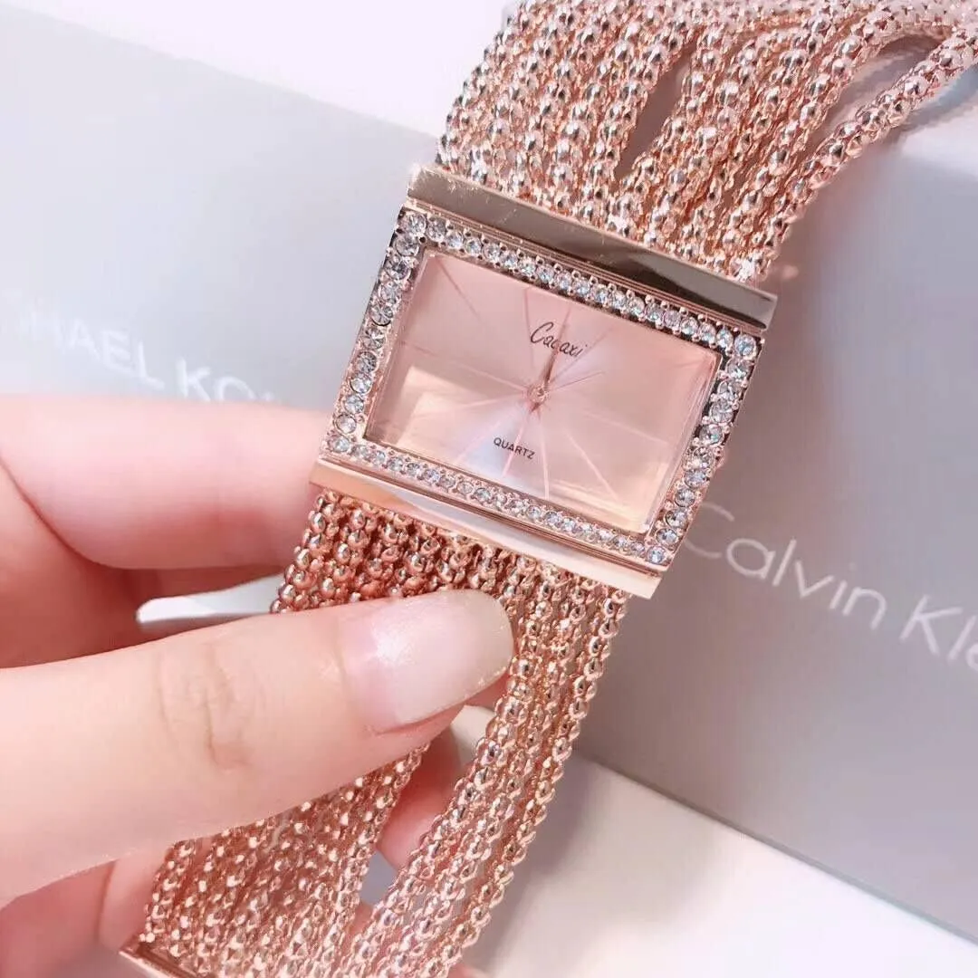 Diamond Inlay Bracelet Women Square Wirst Watches Quartz Alloy afterlife Gold Waterproof Shine MASTOP 