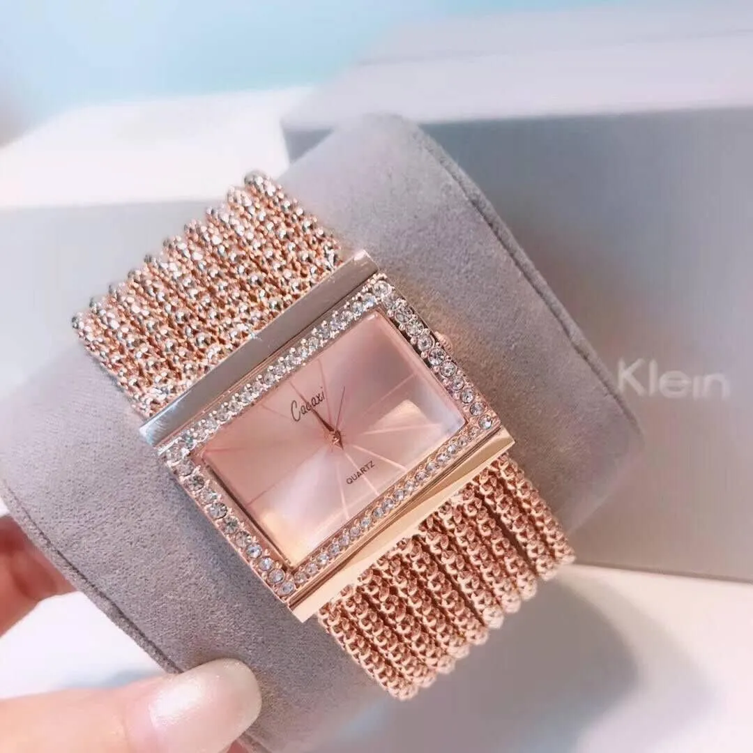 Diamond Inlay Bracelet Women Square Wirst Watches Quartz Alloy afterlife Gold Waterproof Shine MASTOP 