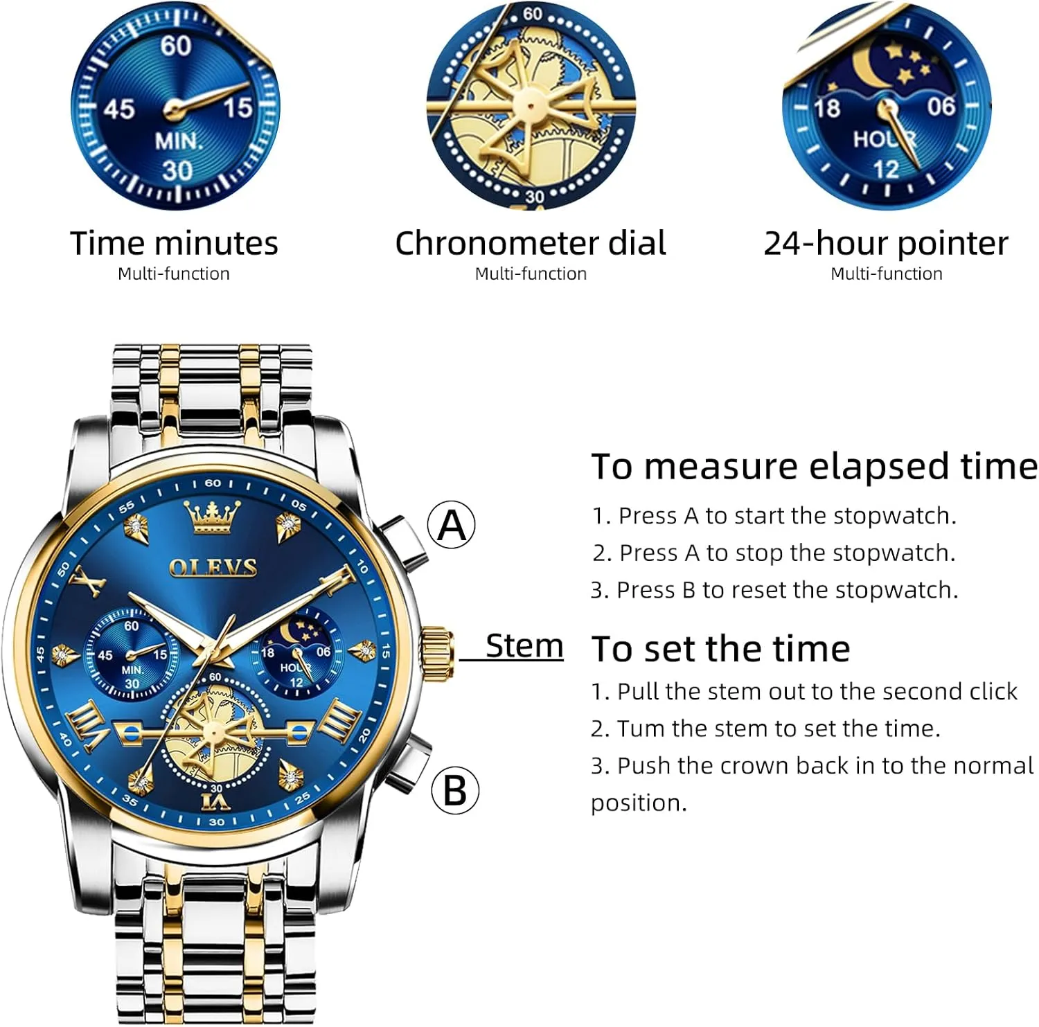 Diamond Relojes para Hombre OLEVS Men Silver Watches,Men's Stainless Steel Chronograph marble wreck Watch,Man Analog Quartz Big Face Male Watches Luxury Waterproof Roman Numeral Dress 