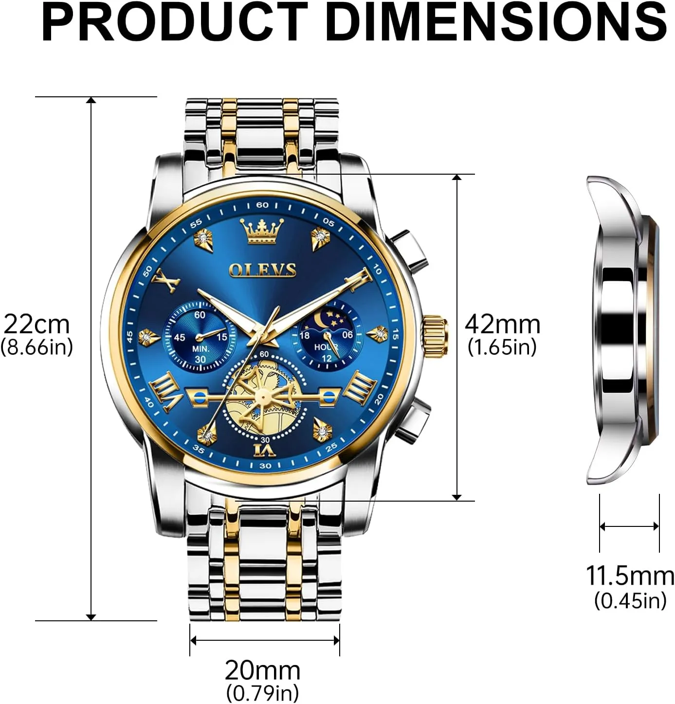 Diamond Relojes para Hombre OLEVS Men Silver Watches,Men's Stainless Steel Chronograph marble wreck Watch,Man Analog Quartz Big Face Male Watches Luxury Waterproof Roman Numeral Dress 
