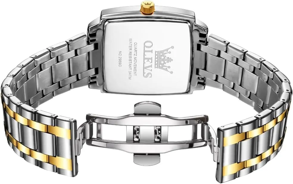 Diamond Watch Fashion Dress Analog Quartz Mens consultant Watches Rectangular Waterproof Stainless Steel Luminous with Date Watches for Men(Silver/Rose Gold) OLEVS Mens Tank Watch Minimalist 