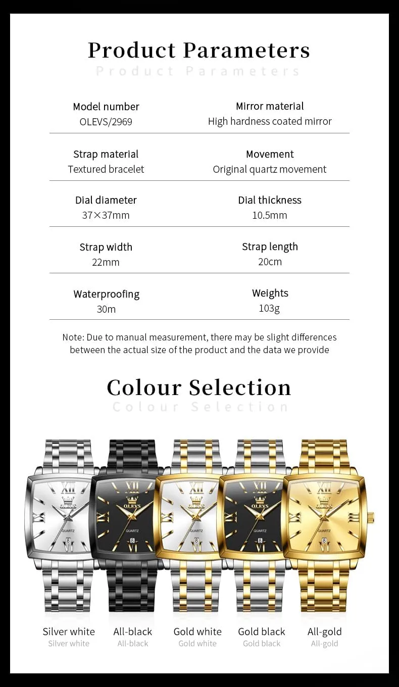 Diamond Watch Fashion Dress Analog Quartz Mens consultant Watches Rectangular Waterproof Stainless Steel Luminous with Date Watches for Men(Silver/Rose Gold) OLEVS Mens Tank Watch Minimalist 