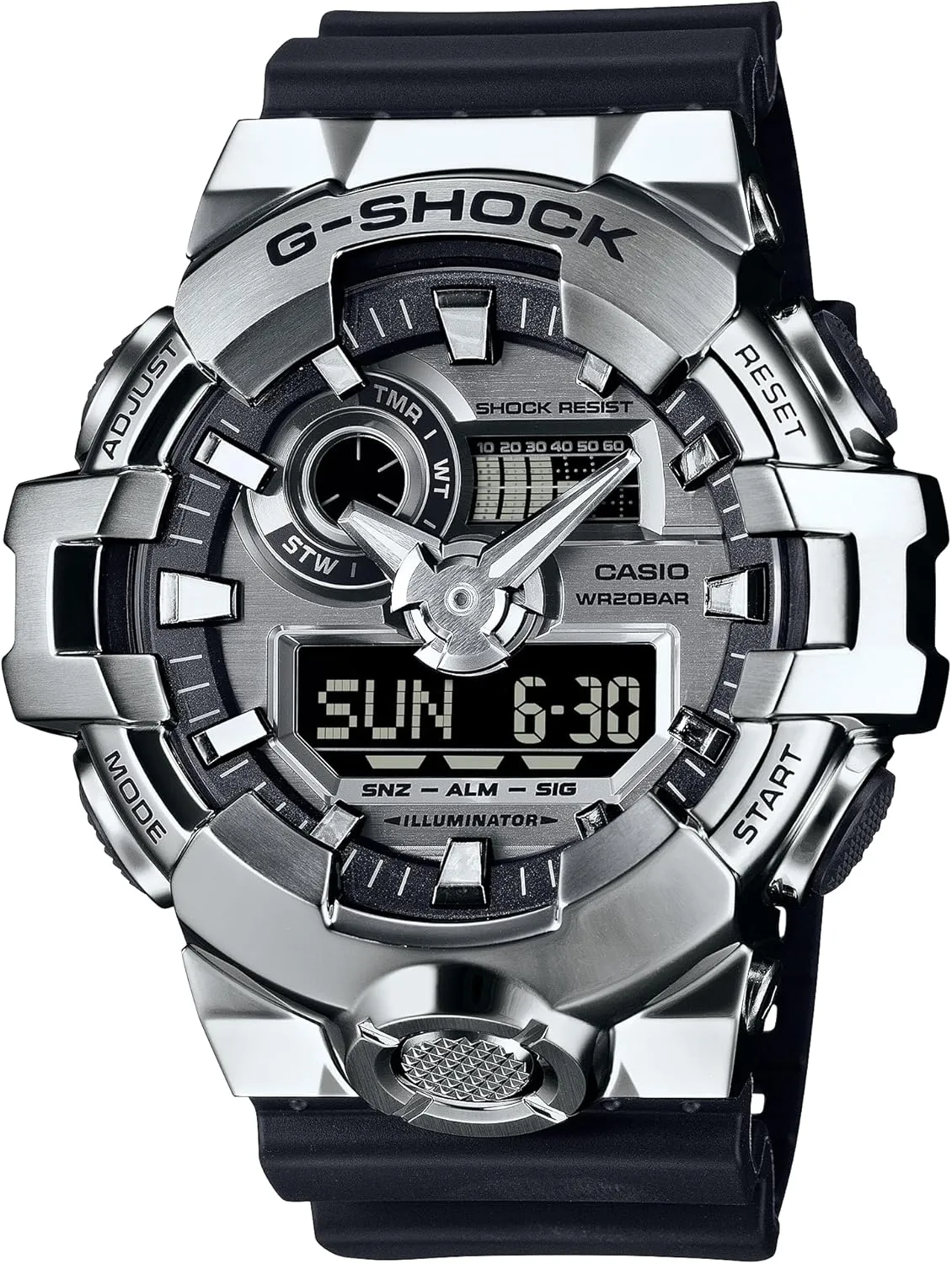 Digital Mens Watch GM700-1A Casio misinterpret valuable scruffy error G-Shock G-Steel Silver Analog 