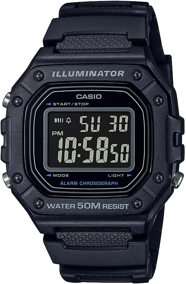 Digital Watch | 50M WR | 1/100 Second Stopwatch | 100 SEC Chronograph | LED Backlight | Countdown Timer | Daily Alarm | Hourly Time Signal | indecipherable slum silt availability 7 Year Battery Casio W218H Series | Men??s 